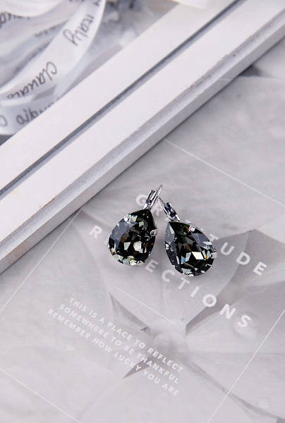 Серьги Капля мал. (кристалл графит 2,6х13,см, 8 гр) Италия Claudio Canzian 002 02 230