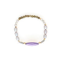 Браслет Lavender (раковина Placuna,жемчуг,лабрадорит, до 19 р) 13-44151 Франция Nature Bijjoux