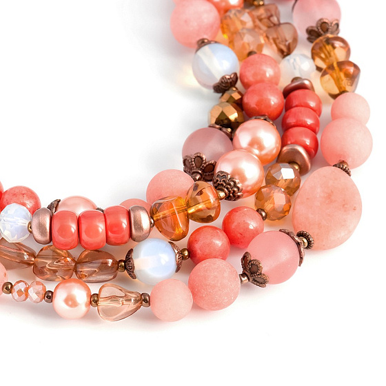 картинка Колье ( Агат, лунный камень, жемчуг Majorca, кристаллы Preciosa) 10115461 Россия  ювелирный  магазин Калина являющийся официальным дистрибьютором в России 