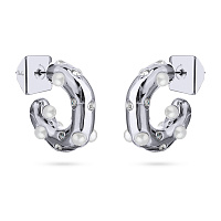 Серьги Просекко (майорка, кристаллы белые, г/п: родий) BS05 0530R-001E