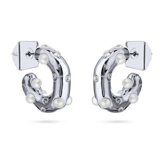 картинка Серьги Просекко (майорка, кристаллы белые, г/п: родий) BS05 0530R-001E ювелирный  магазин Калина являющийся официальным дистрибьютором в России 