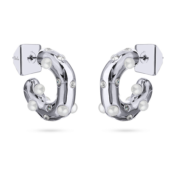 Серьги Просекко (майорка, кристаллы белые, г/п: родий) BS05 0530R-001E