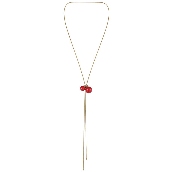 картинка Колье (керамика красный, г/п: золото, длина 81 см, d 12,16 мм) Испания 01905047 Maximilianas ювелирный  магазин Калина являющийся официальным дистрибьютором в России 