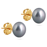 Пусеты (майорка 12 мм ,серо-голубая, г/п: золото) Uvelina MG00 0009G-07E