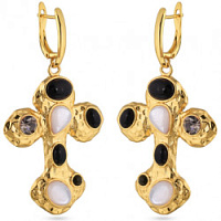 Серьги (австрийские кристаллы, перламутр, г/п: золото) KG00 0040G-014E