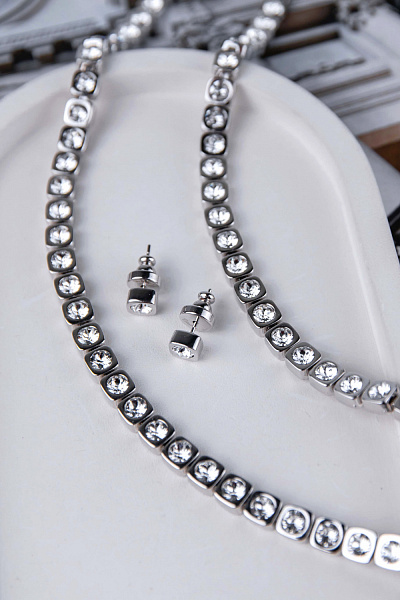 Пусеты Теннис (Кристалл прозрачный 4мм, г/п: родий) Uvelina SW00 0001R-001E1