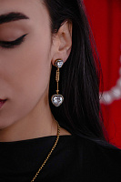 Серьги Сердца (Кубический цирконий, 6.5х1.6 см, 14 гр) Италия Claudio Canzian 002 02 910