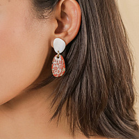 Серьги Milano (яшма,песок,раковина,4 см, г/п: золото) 12-90186 Франция Nature Bijjoux