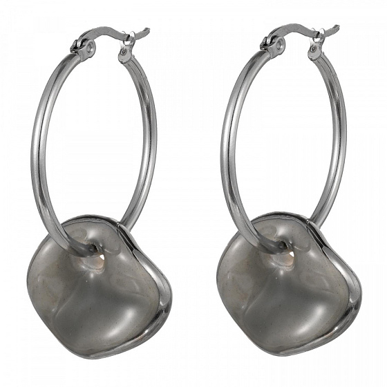 картинка Серьги (керамика серый, г/п: серебро, 4.2х2.9см, 9 гр.) Испания 01902013 Maximilianas ювелирный  магазин Калина являющийся официальным дистрибьютором в России 