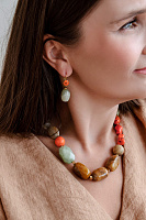 Колье Tivoli (Говлит, нефрит, яшма, тигровый глаз, 42+4 см) 15-43520 Франция Nature Bijjoux