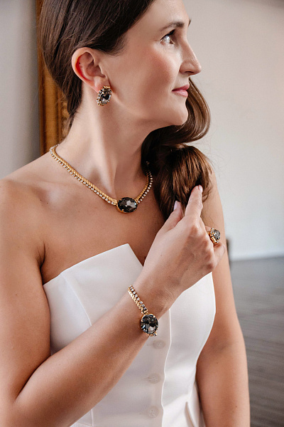 Колье (кристалл графит 3х2 см, 45 см, регулируется) Италия Claudio Canzian  002 05 803