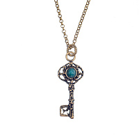 Колье, подвеска-ключ (изумруд, г/п: золото, 45+5 см) AL2502-C38EP24, Италия ALCOZER&J