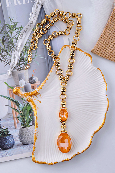 картинка Колье (Кристалл манго, 50 см, 10,5х2 см) Италия Claudio Canzian 002 05 334 ювелирный  магазин Калина являющийся официальным дистрибьютором в России 