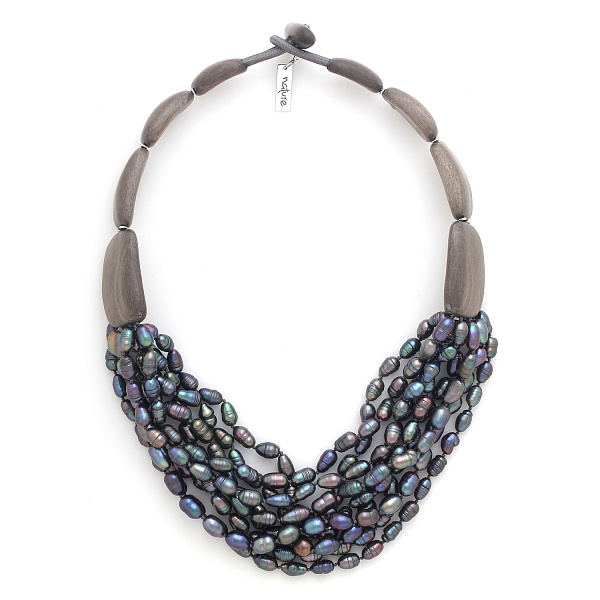 Колье Pebble bea (Жемчуг, эбеновое дерево, 47 см) 15-43610 Франция Nature Bijjoux 