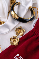 Серьги (золото 24к, 2.7х2.7 см) Франция Philippe Ferrandis MAGNOLIA