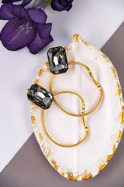 Серьги Geranium (кристалл: графит, г/п: золото) Греция Katerina Vassou KV24 1-308873GBLACK 