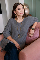 Серьги Анастасия (кристалл серый с гол.блеском, 4,5х2,1 см, 18 гр) Италия Claudio Canzian 002 02 378