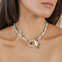 Колье Mississippi (амазонит, древесная зола,42 см) 15-43372 Франция Nature Bijjoux