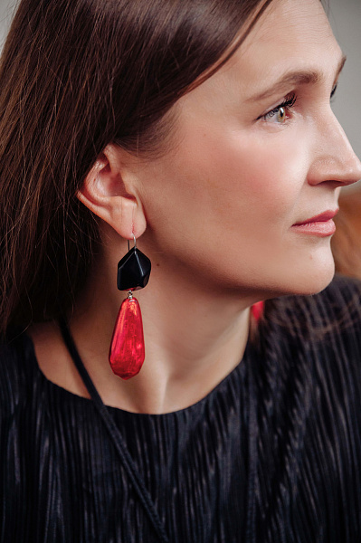 Серьги Empress красный,черный Голландия ZSISKA
