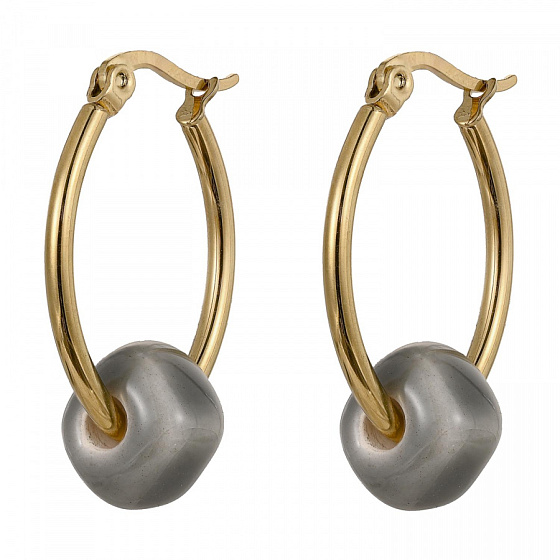 картинка Серьги (керамика серый, г/п: золото, 2.5х2 см, 5 гр.) Испания 01902019 Maximilianas ювелирный  магазин Калина являющийся официальным дистрибьютором в России 