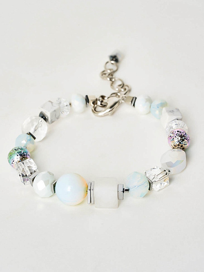 картинка  Браслет(Кварц, вулк.лава, кварц, гематит, хрусталь) 40082570 Россия Роман с камнем ювелирный  магазин Калина являющийся официальным дистрибьютором в России 