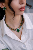 Колье (кристаллы белые, зеленые, бежевые, агат, 46 см, 3,2х2,5 см) Италия Claudio Canzian 002 05 814