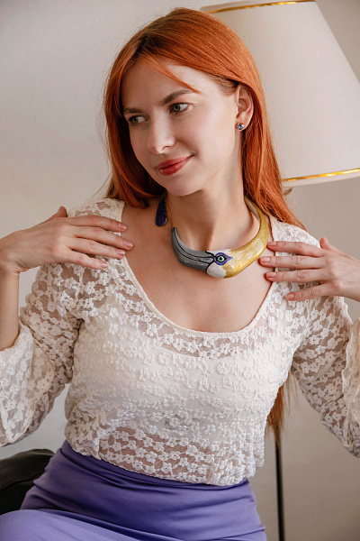 Колье Цапля (эмаль, г/п: золото) Италия ANNIBALE BALDINI 007 05 104