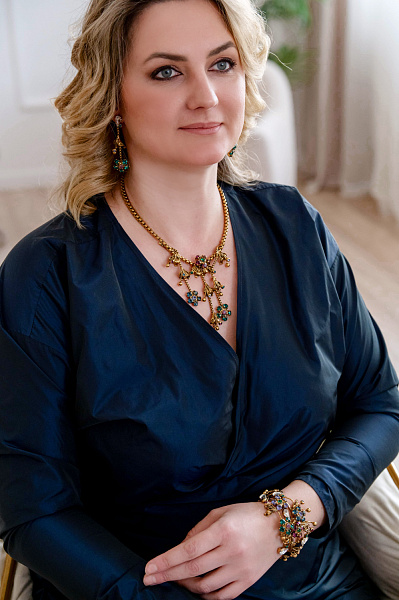 Колье Незабудки (кристалл: сиреневый, зеленый, синий, прозрач.) Италия Claudio Canzian  002 05 757