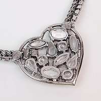 Колье Сердце (кристаллы прозрачные, г/п: родий, 51 см) Италия Claudio Canzian 002 05 756