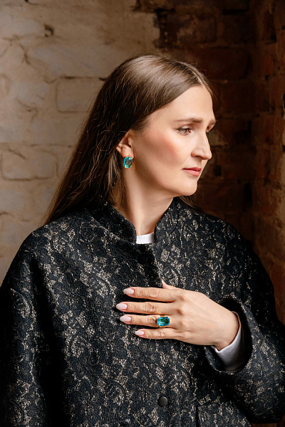 Кольцо Леденцы (кристалл бирюзовый, 1,7х1,3 см) Италия Claudio Canzian 002 01 255