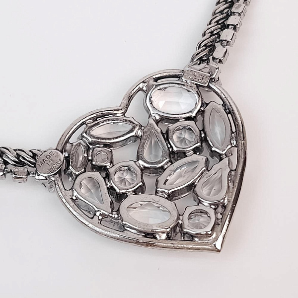 Колье Сердце (кристаллы прозрачные, г/п: родий, 51 см) Италия Claudio Canzian 002 05 756