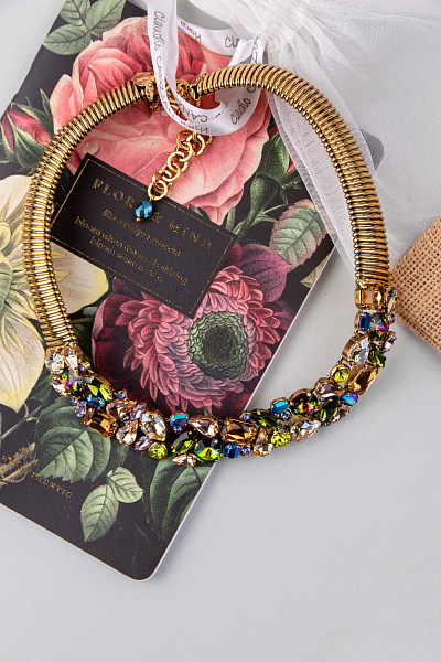 Колье (кристаллы разноцветные, 60х2,3см регулируется) Италия Claudio Canzian 002 05 813