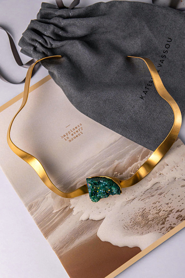 картинка Колье Chantal (друза агата, г/п: золото) Греция Katerina Vassou KV25 2-275651G ювелирный  магазин Калина являющийся официальным дистрибьютором в России 