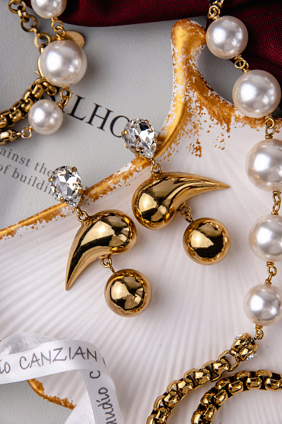 Серьги (кристалл прозрачный, 5.3х3.2 см) Италия Claudio Canzian 002 02 908