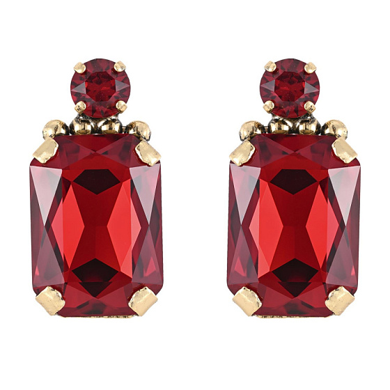 картинка Серьги Valentino Rosso (кристалл красный, 3.5х1.8 см, 18 гр.) Италия Claudio Canzian 002 02 959 ювелирный  магазин Калина являющийся официальным дистрибьютором в России 