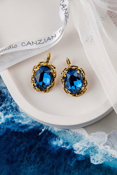 Серьги (Кристалл синий, 3х1,9 см, 12 гр.) Италия Claudio Canzian 002 02 822