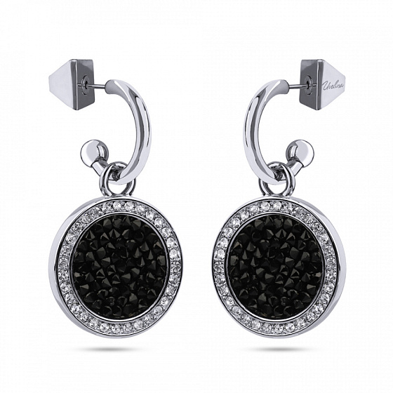 картинка Серьги Галактика (кристаллы черные, г/п: родий) Uvelina SW00 0060R-280E3 ювелирный  магазин Калина являющийся официальным дистрибьютором в России 