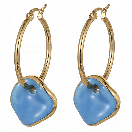 картинка Серьги (керамика голубой, г/п: золото, 4.2х2.9 см, 9 гр.) Испания 01902013 Maximilianas ювелирный  магазин Калина являющийся официальным дистрибьютором в России 