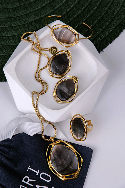 Серьги REFLET (перламутр, 9,3 гр, 3 см, г/п: золото) 12-32221 Франция Ori-Tao