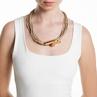 Колье Nous (кожа, с друзой агата, розовый, г/п: золото) Katerina Vassou KV25.1-403125GPINK