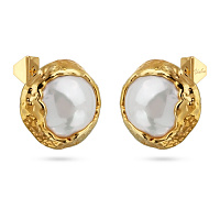 Серьги old money (майорка белая 18 мм, г/п: золото) Uvelina MG05 0029G-01E
