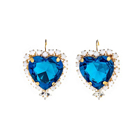 Серьги Сердце кристаллы бирюзовые, белые, прозрачные 4х3.5 см регулируется Италия CELESTE G