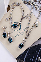 Серьги (кристалл синий, 3.6х1.4 см) RUS600-01 Испания Ciclon Э/коллекция