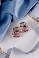 Серьги (хрусталь, золото 24к, 2.2х1.9 см) Франция Philippe Ferrandis BALEARES 