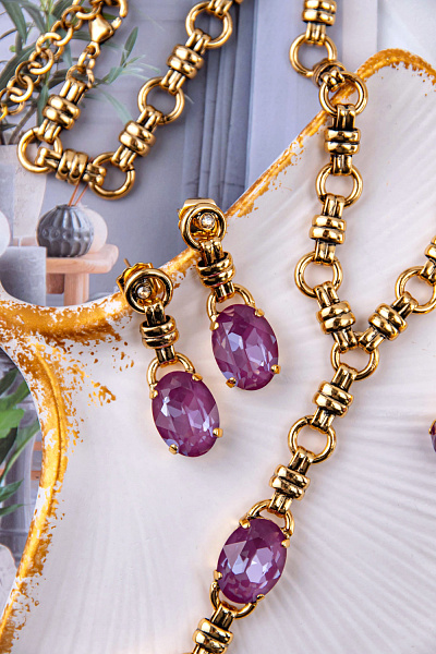 Серьги (кристалл орхидея, 4.1х1,3 см, 13 гр.) Италия Claudio Canzian 002 02 313