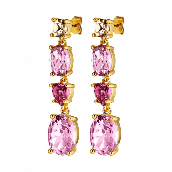 картинка Серьги GORNELIA (кристалл розовый, медовый г/п: золото) Дания DYRBERG/KERN 440018 ювелирный  магазин Калина являющийся официальным дистрибьютором в России 