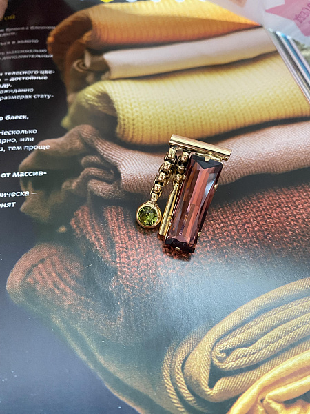 Кольцо (Кристалл оливковый, клюквенный, 3х1см, регулируется) Италия Claudio Canzian 002 01 590