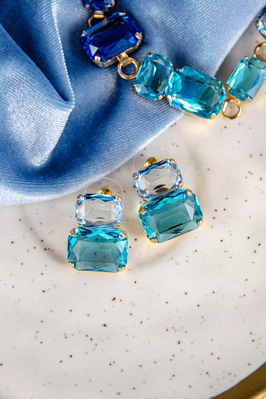 картинка Серьги (хрусталь, золото 24к, 2.2х1.9 см) Франция Philippe Ferrandis BALEARES  ювелирный  магазин Калина являющийся официальным дистрибьютором в России 