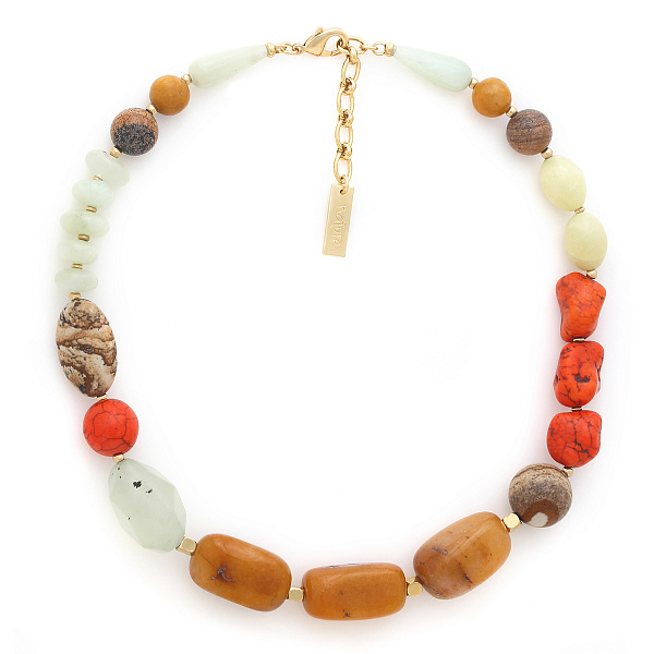 Колье Tivoli (Говлит, нефрит, яшма, тигровый глаз, 42+4 см) 15-43520 Франция Nature Bijjoux