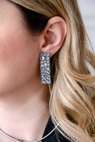 картинка Серьги (кристаллы, Swarovski, 5.5 см, г/п: золото) Katerina Vassou KV26.1-404786B ювелирный  магазин Калина являющийся официальным дистрибьютором в России 